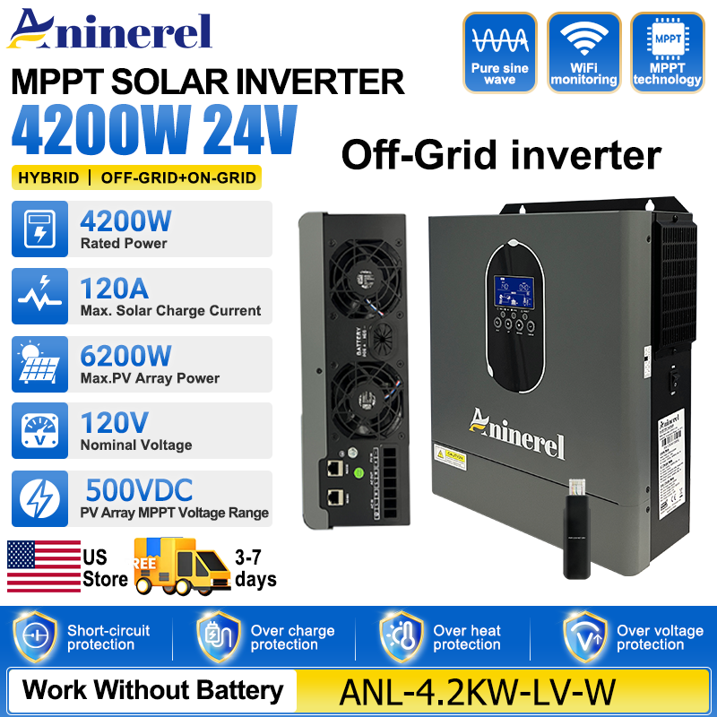 Aninerel 4200W 3KW 120V Hybrid - đánh giá và giá Inverter Pure Sine Wave 60Hz 120V 3000W